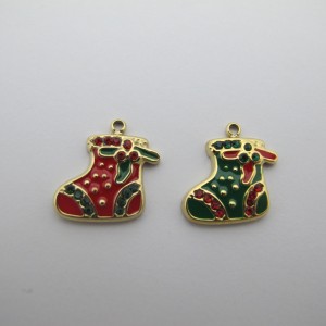 2 pcs Christmas stocking pendant 16x15mm Stainless Steel