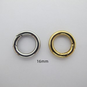 2 round spring clasps, 16 mm, stainless steel