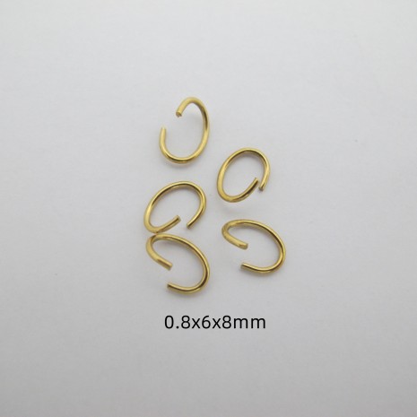 50 pcs Anneaux ovales 6x8mm en acier inox