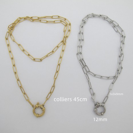 colliers rectangle fermoir boué acier inoxydable