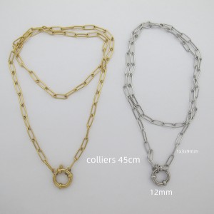 colliers rectangle fermoir boué acier inoxydable