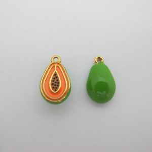 2 pcs pendentif papaye 10x16mm acier inoxydable