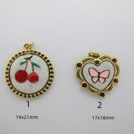 4 pcs pendentif Émaillée acier inoxydable