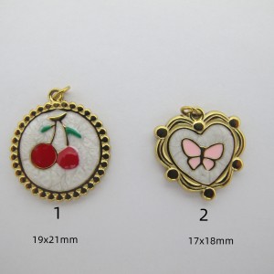4 pcs pendentif Émaillée acier inoxydable