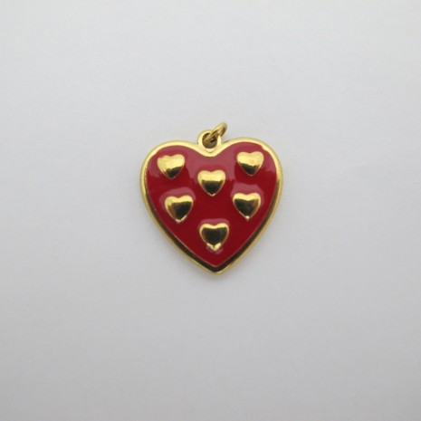 4 pcs pendentif coeur Émaillée acier inoxydable