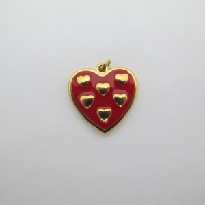 4 pcs enameled heart pendant stainless steel