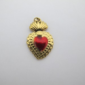 4 pcs enameled heart pendant stainless steel