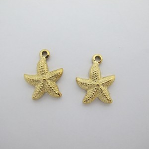 4 pcs Starfish Pendant 15x19mm Stainless Steel