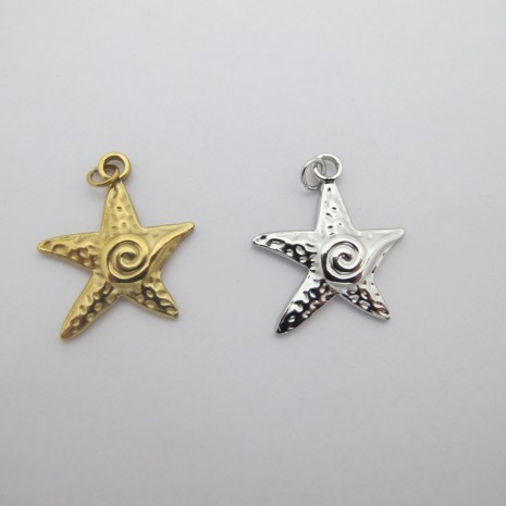4 pcs pendentif Etoile de Mer 20x25mm acier inoxydable