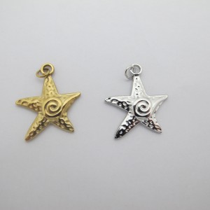 4 pcs Starfish Pendant 20x25mm Stainless Steel