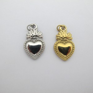 4 pcs pendentif coeur 13x22mm acier inoxydable