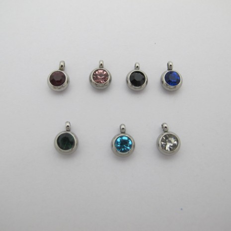 20 pcs breloques strass 6mm acier inoxydable
