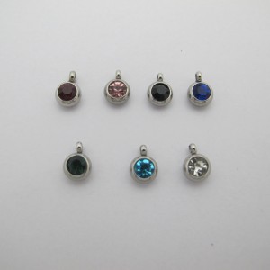 20 pcs breloques strass 6mm acier inoxydable