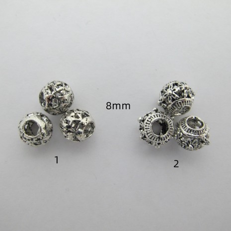 50 perles Métal 8mm trou 4mm