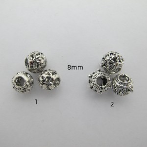 50 perles Métal 8mm trou 4mm
