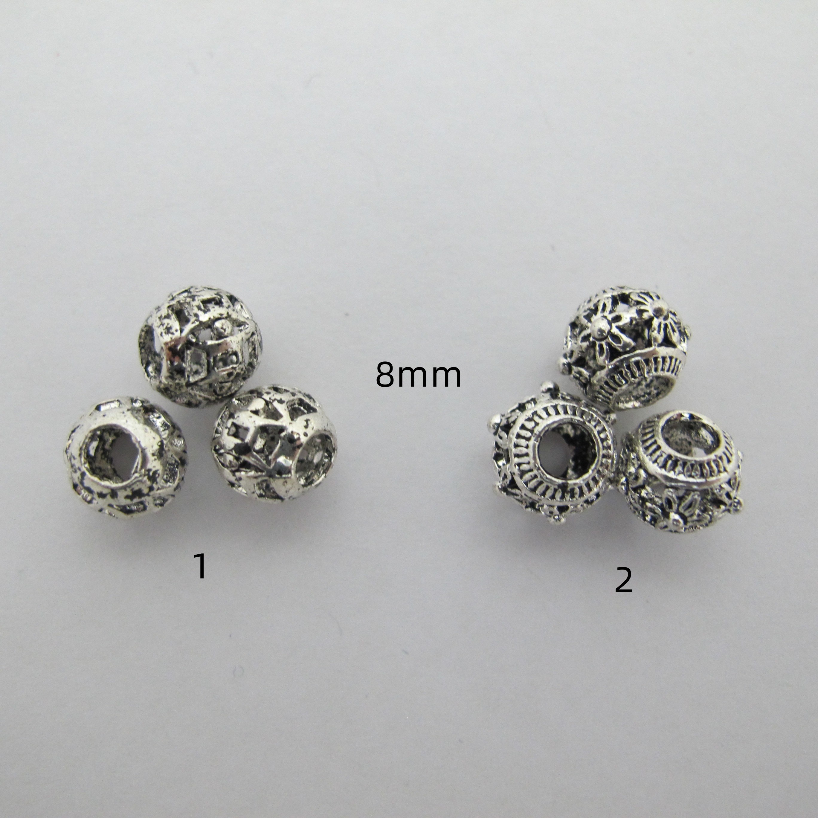 20 Perles Rondelle Strass Argenté 8mm - Marque SAVMER - Neuf