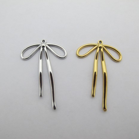2 pcs Drop ribbon pendant 42x28mm stainless steel 2 pcs Drop ribbon pendant 42x28mm stainless steel