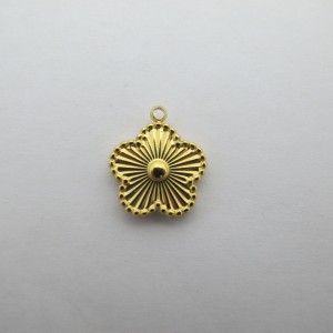 2 pcs Pendentif fleur double face 14x16mm acier inoxydable