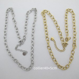 Oval necklace 1.2x6x8mm in stainless steel 40+5cm