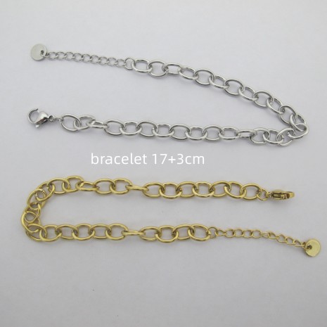 oval bracelet 1.2x6x8mm in stainless steel 17+3cm oval bracelet 1.2x6x8mm in stainless steel 17+3cm