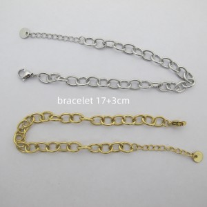 oval bracelet 1.2x6x8mm in stainless steel 17+3cm