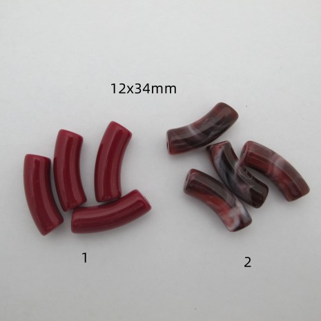 50 pcs red bordeaux acrylic tubes 12 x 35 mm