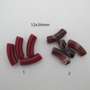 50 pcs red bordeaux acrylic tubes 12 x 35 mm