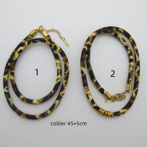 Leopard print stainless steel necklace 45+5cm