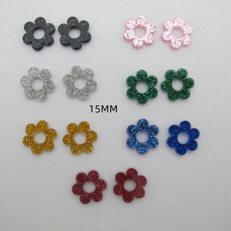 10 pcs Glitter acetate flower 15mm