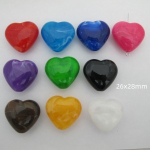10 pcs Acrylic heart beads 26x28 mm