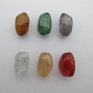 10 pcs Glitter beads 12x20mm acrylic