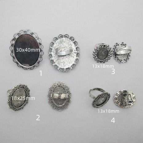 Metal ring supports for cabochons - 10 pcs