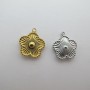 2 pcs Pendentif fleur double face 14x16mm acier inoxydable