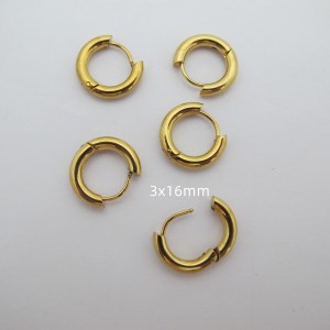 10 pcs Thick Hoop Earrings 3x16mm Stainless Steel