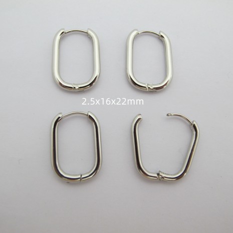 10 pcs Créoles Trombone 2.5x16x22 mm acier inoxydable
