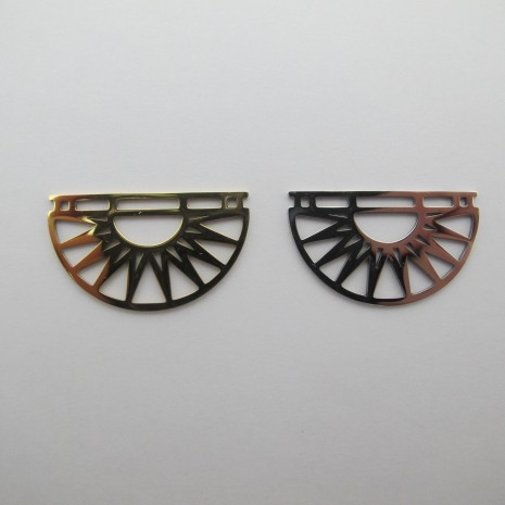 10 openwork sun connectors, 17x30 mm, stainless steel