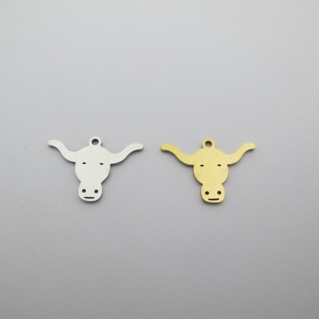 10 Buffalo Head Charm 14x20mm in Stainless Steel