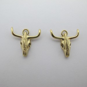 2 Breloque tête de buffle 18x18mm en Acier Inoxydable