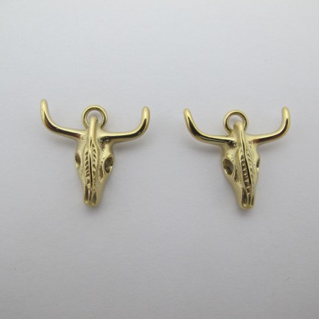 2 Breloque tête de buffle 18x18mm en Acier Inoxydable