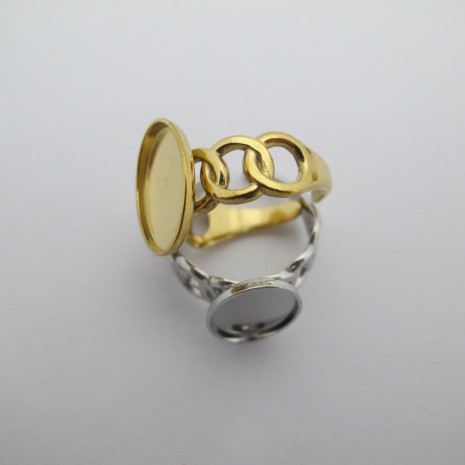 4 Oval plate ring 14 x 10 mm in stainless steel