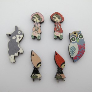 50 pcs Wooden pendant