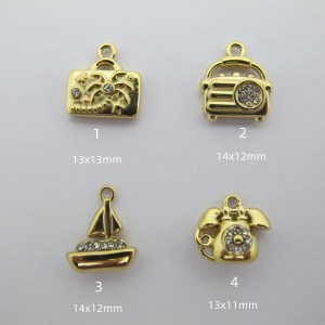 2 stainless steel rhinestone charms
