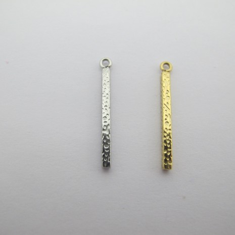 2 breloques barrette texturées 25x2mm acier inoxydable