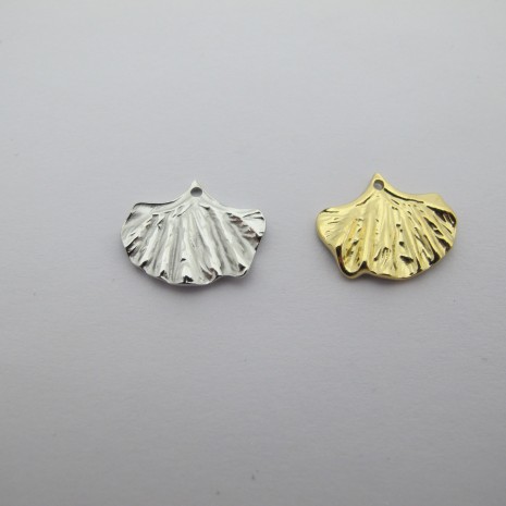 2 Ginkgo Leaf Pendant, 17x13mm, Stainless Steel