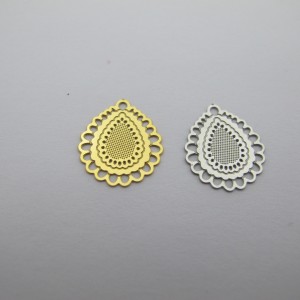 2 openwork teardrop charms, 15x13mm, stainless steel
