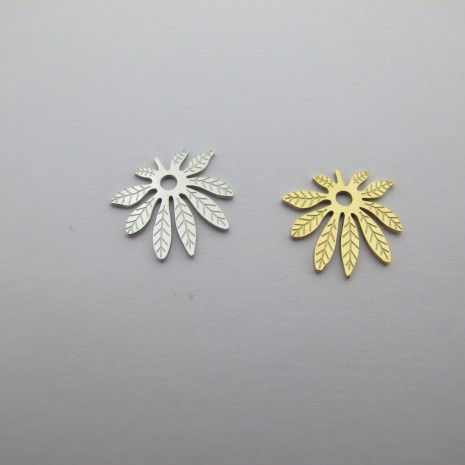 2 breloques feuille 13x12mm acier inoxydable