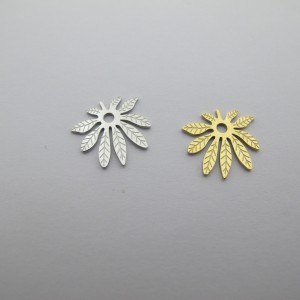 2 leaf charms, 13x12mm, stainless steel