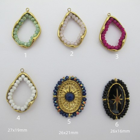 2 pcs Pendentif perlée facettées acier inoxydable