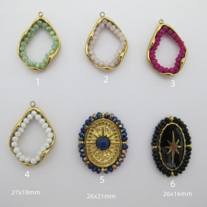 2 pcs Pendentif perlée facettées acier inoxydable