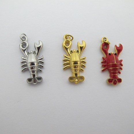 6 pcs Pendentif homard en acier inoxydable